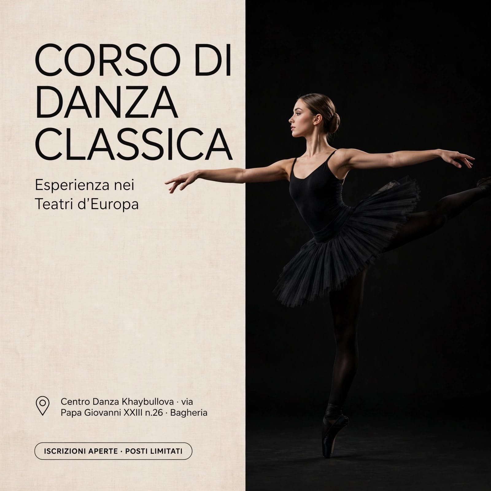 Locandina del corso Danza Classica · Livello Base — Centro Danza Khaybullova